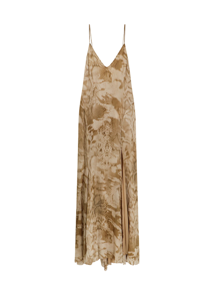 Viscose dress with camouflage python print