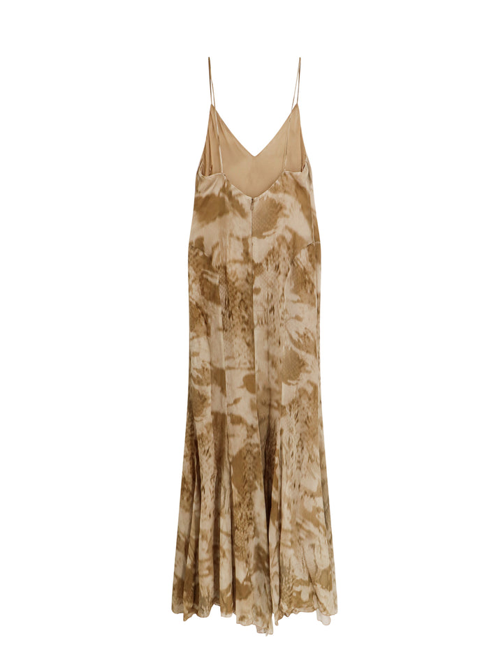 Viscose dress with camouflage python print