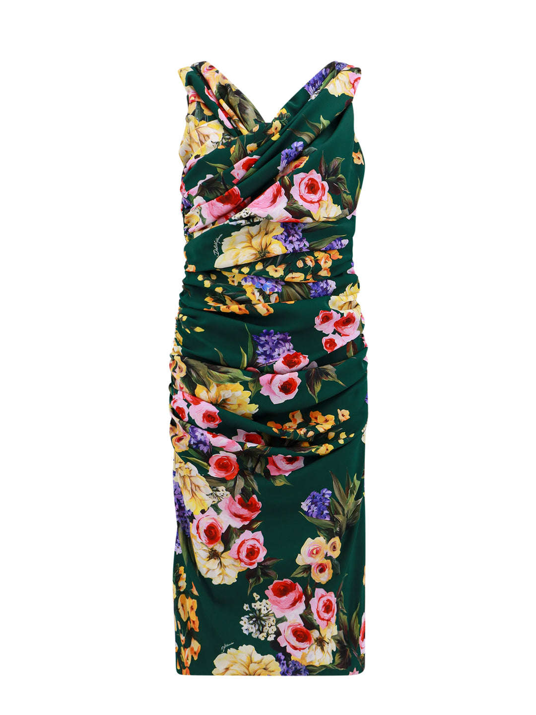 Stretch silk dress with floral print