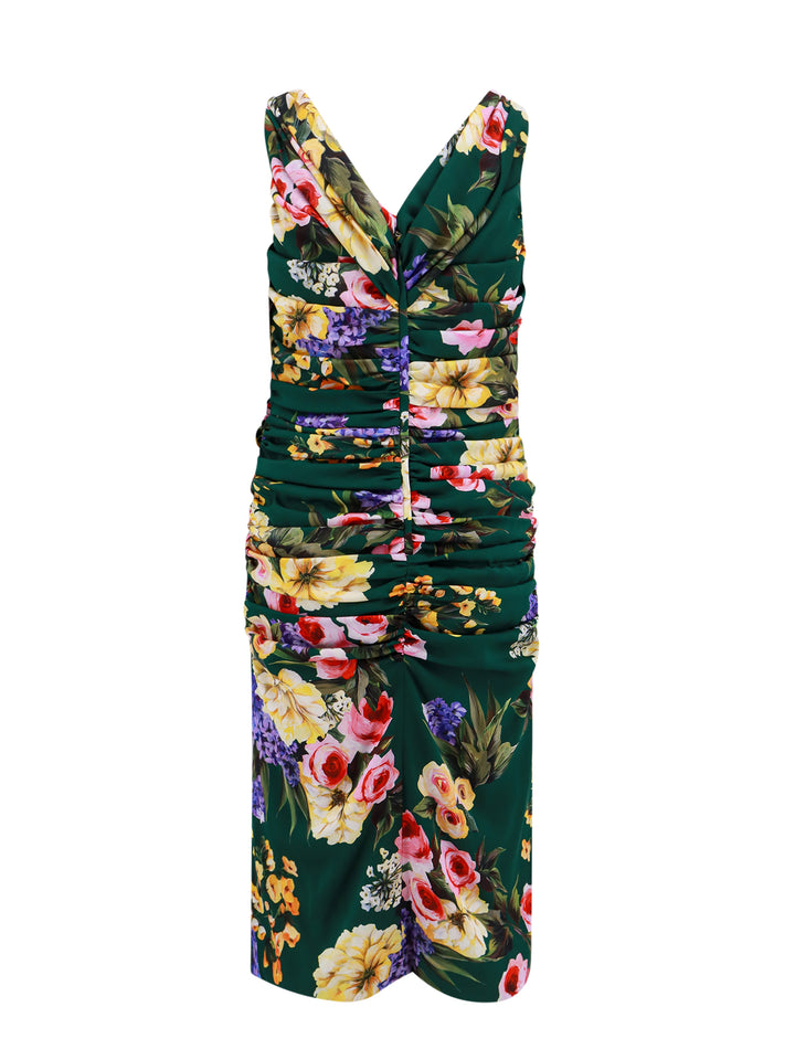 Stretch silk dress with floral print