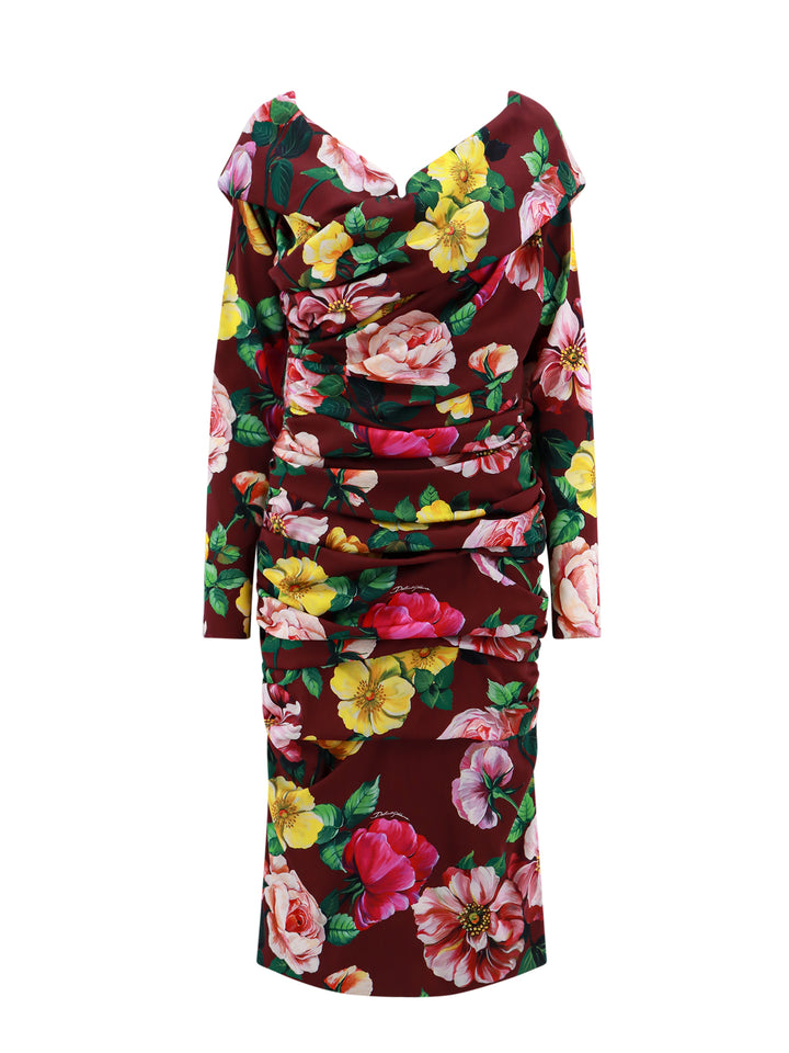 Stretch silk dress with floral print