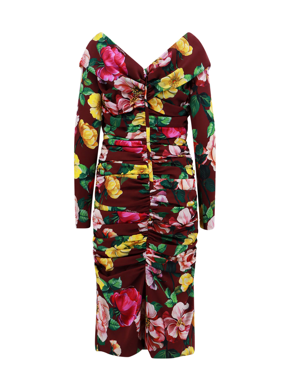 Stretch silk dress with floral print