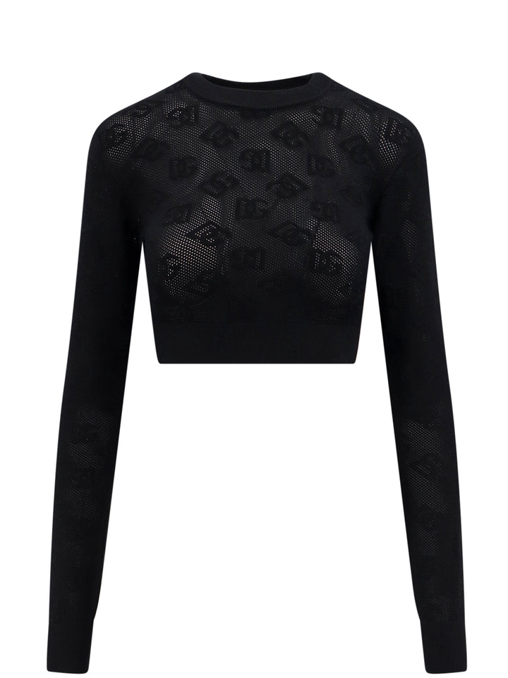 Viscose mesh top with all-over DG logo