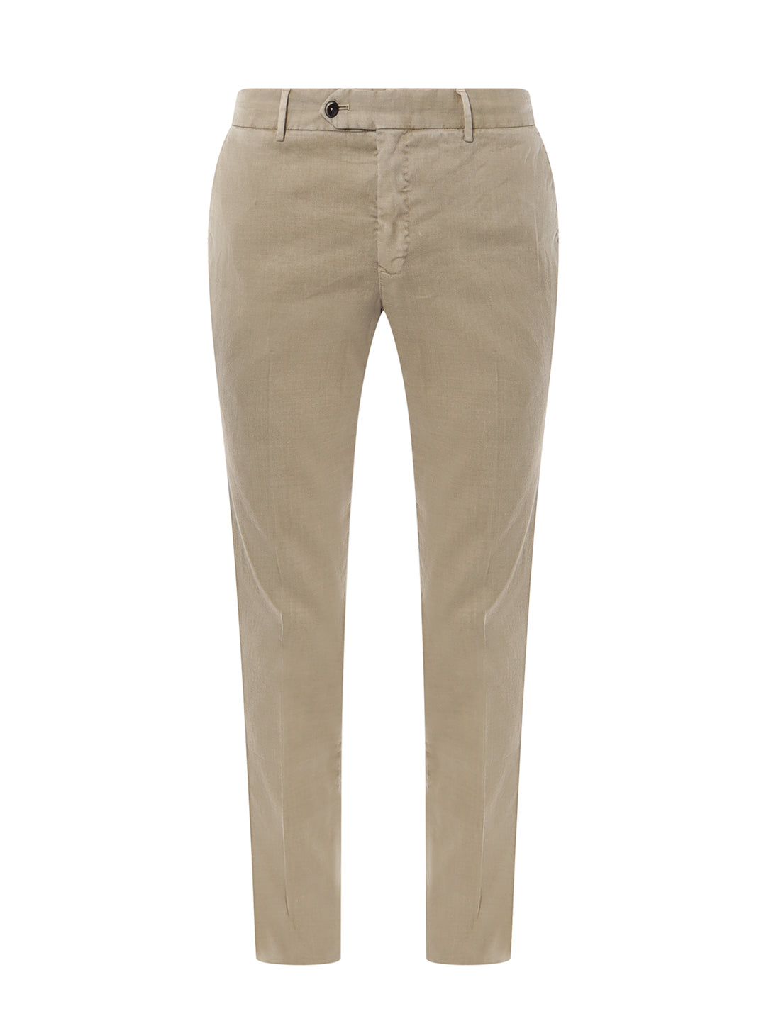 Linen and cotton trouser with drawstring at waist