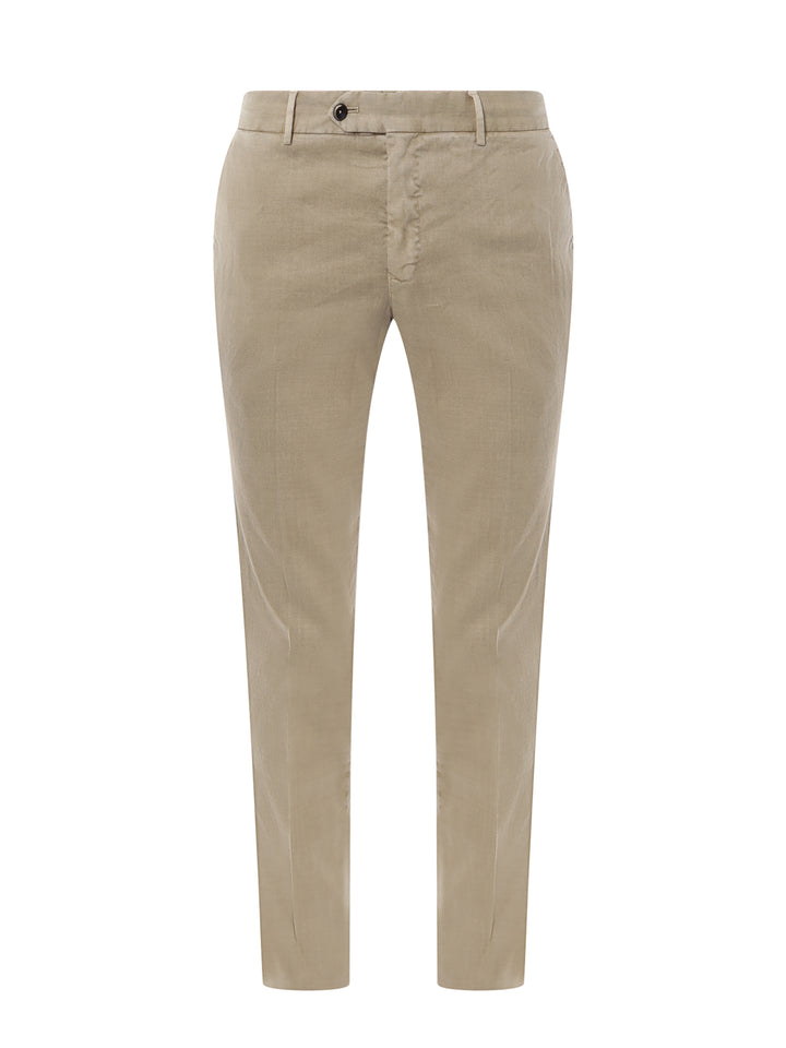 Linen and cotton trouser with drawstring at waist