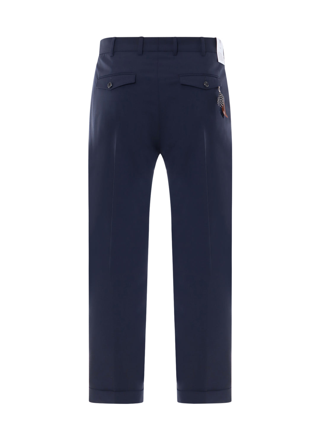 Virgin wool trouser with feather detail