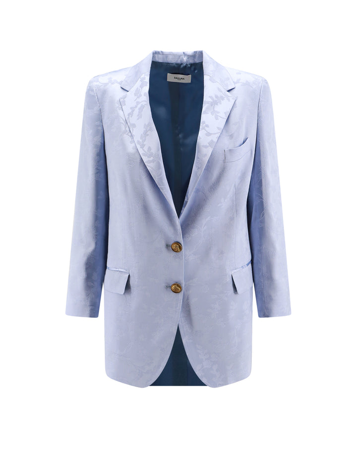 Satin blazer with floral embroidery