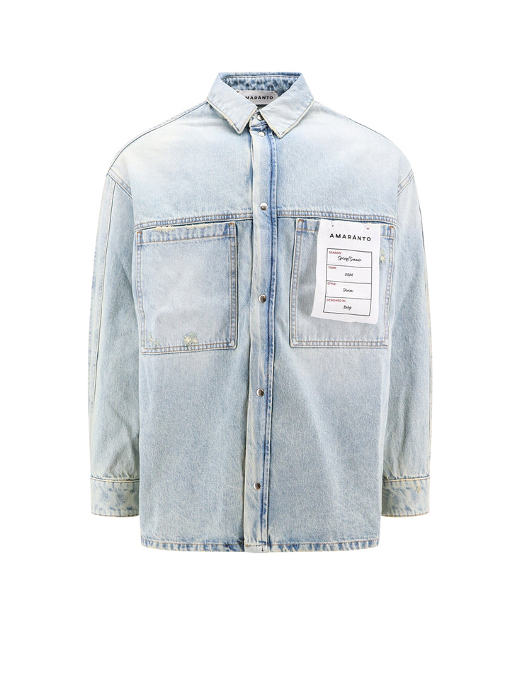 Denim shirt with logoed label