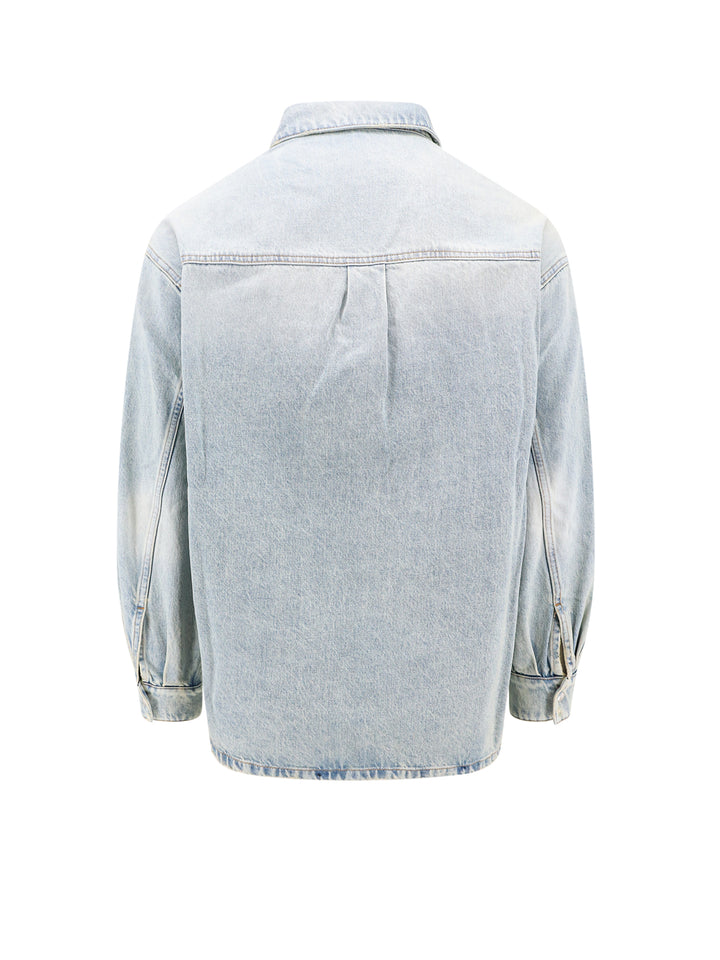 Denim shirt with logoed label