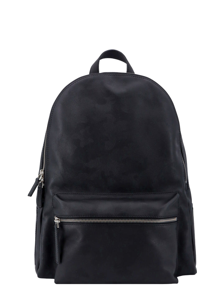 Leather backpack with camouflage effect