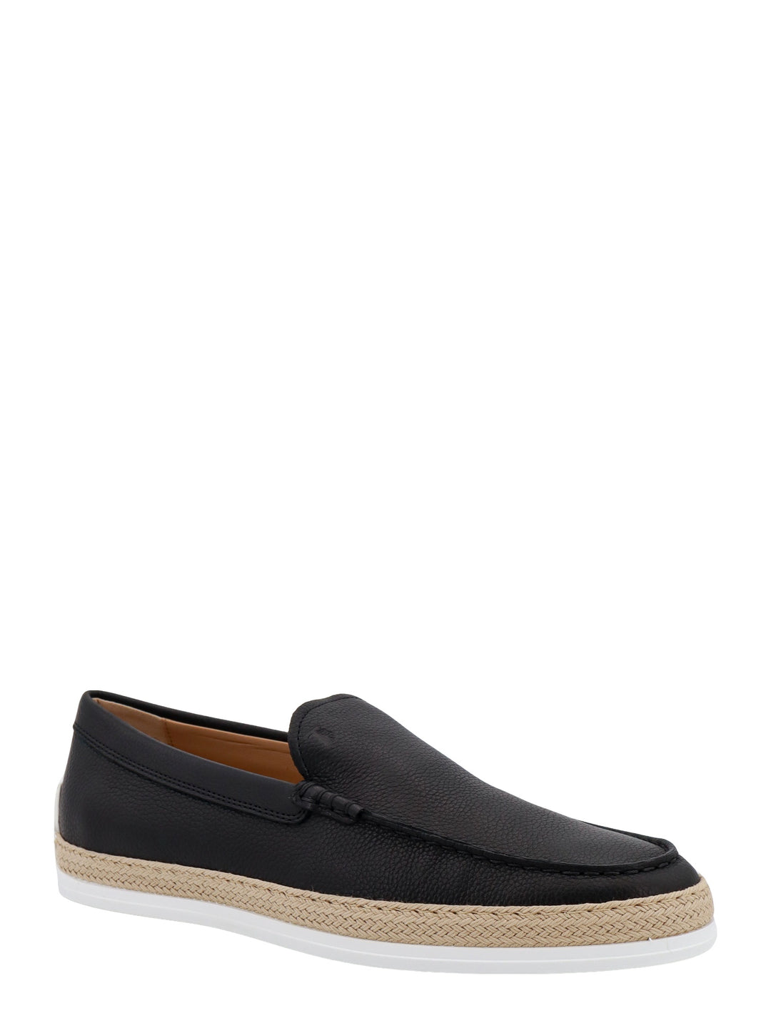 Leather loafer with egraved monogram