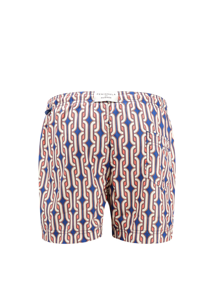 Recycled nylon swim shorts with all-over print