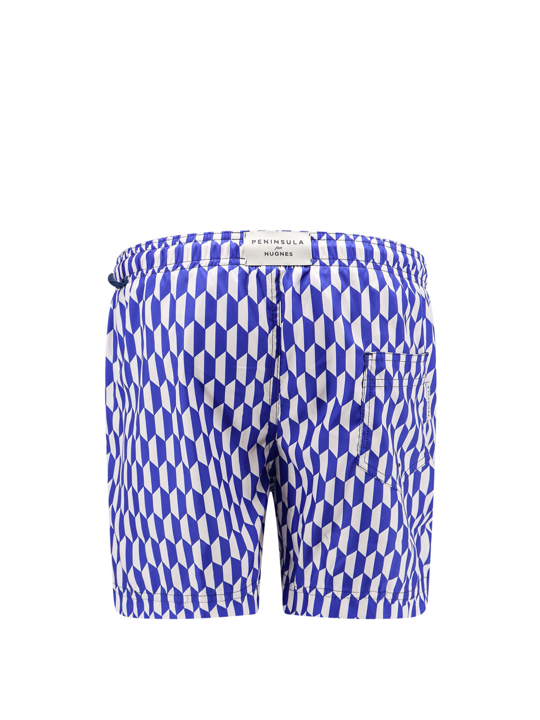 Recycled nylon swim shorts with geometric print