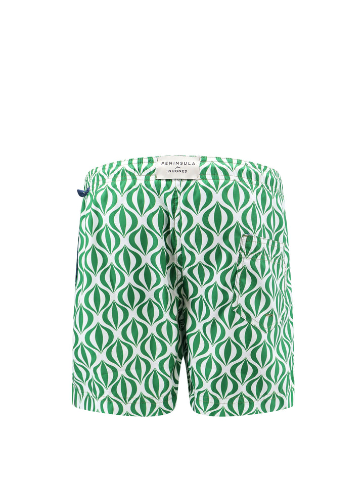 Recycled nylon swim shorts with all-over print