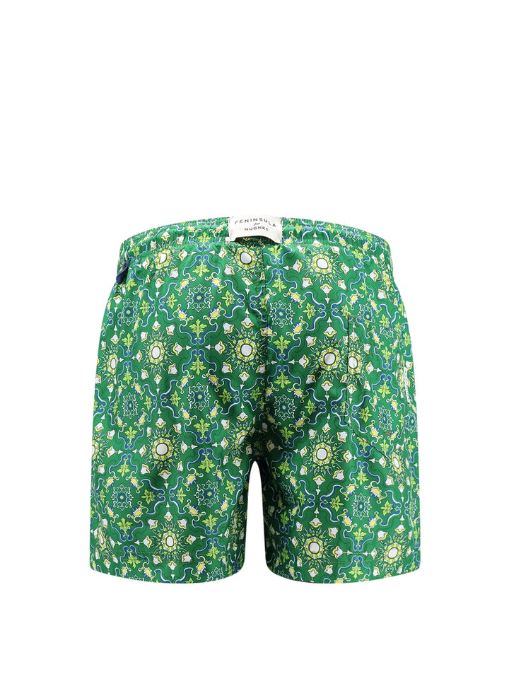 Recycled nylon swim shorts with all-over print