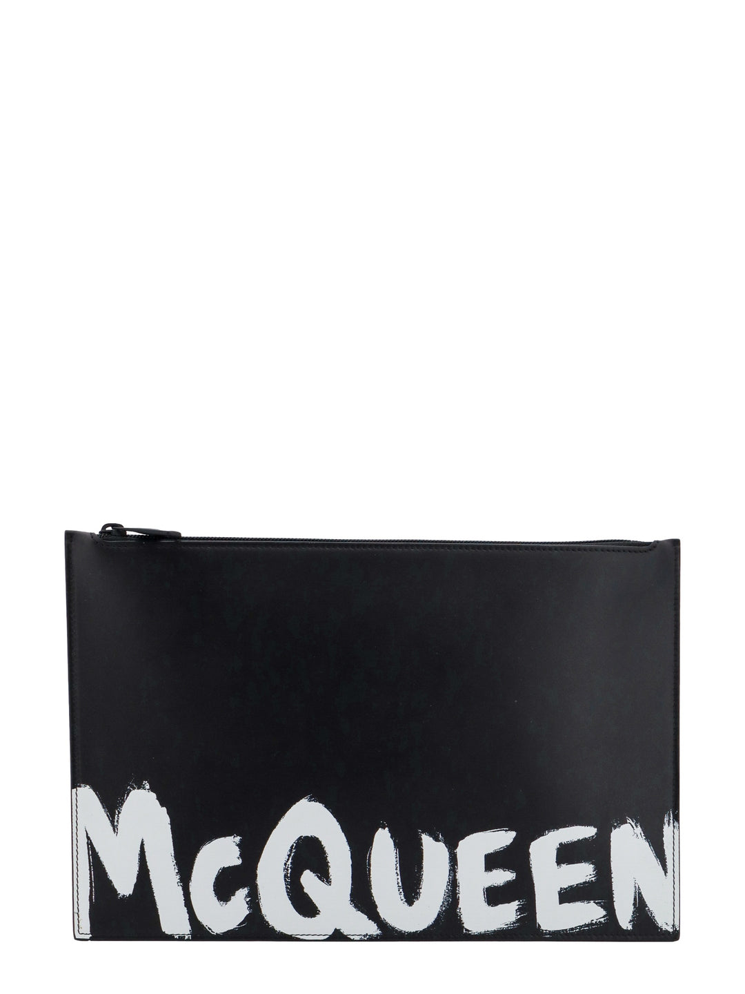 Leather clutch with McQueen Graffiti logo