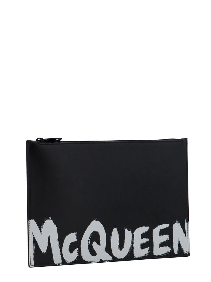 Leather clutch with McQueen Graffiti logo