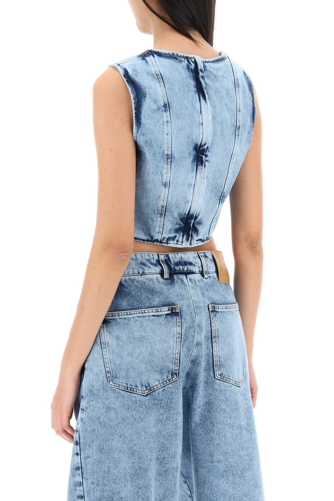 Bustier Top In Marbled Denim - Giuseppe Di Morabito - Women