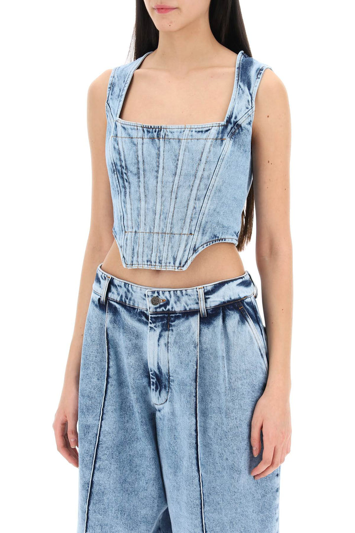 Bustier Top In Marbled Denim - Giuseppe Di Morabito - Women