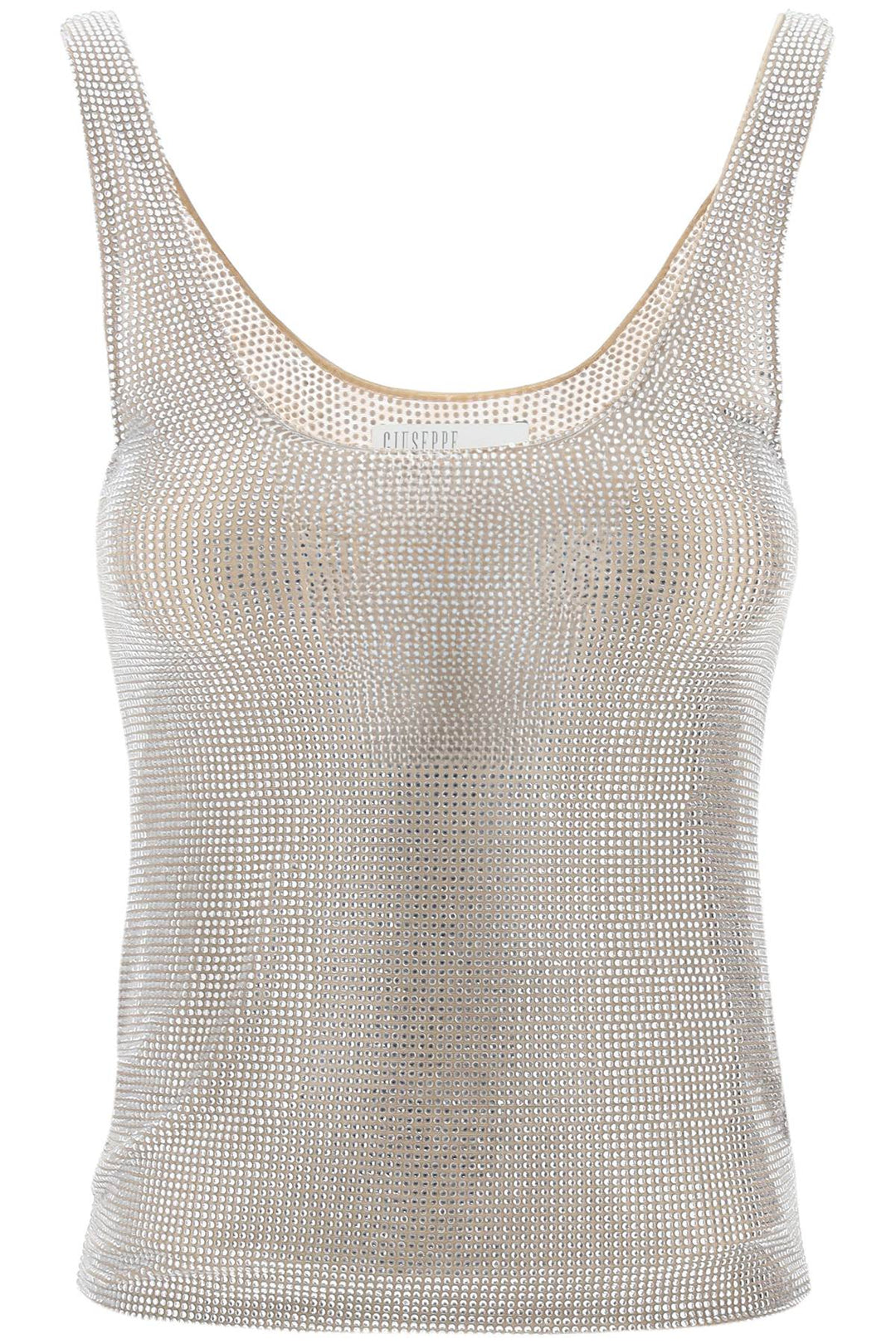 Rhinestone Mesh Tank Top - Giuseppe Di Morabito - Women