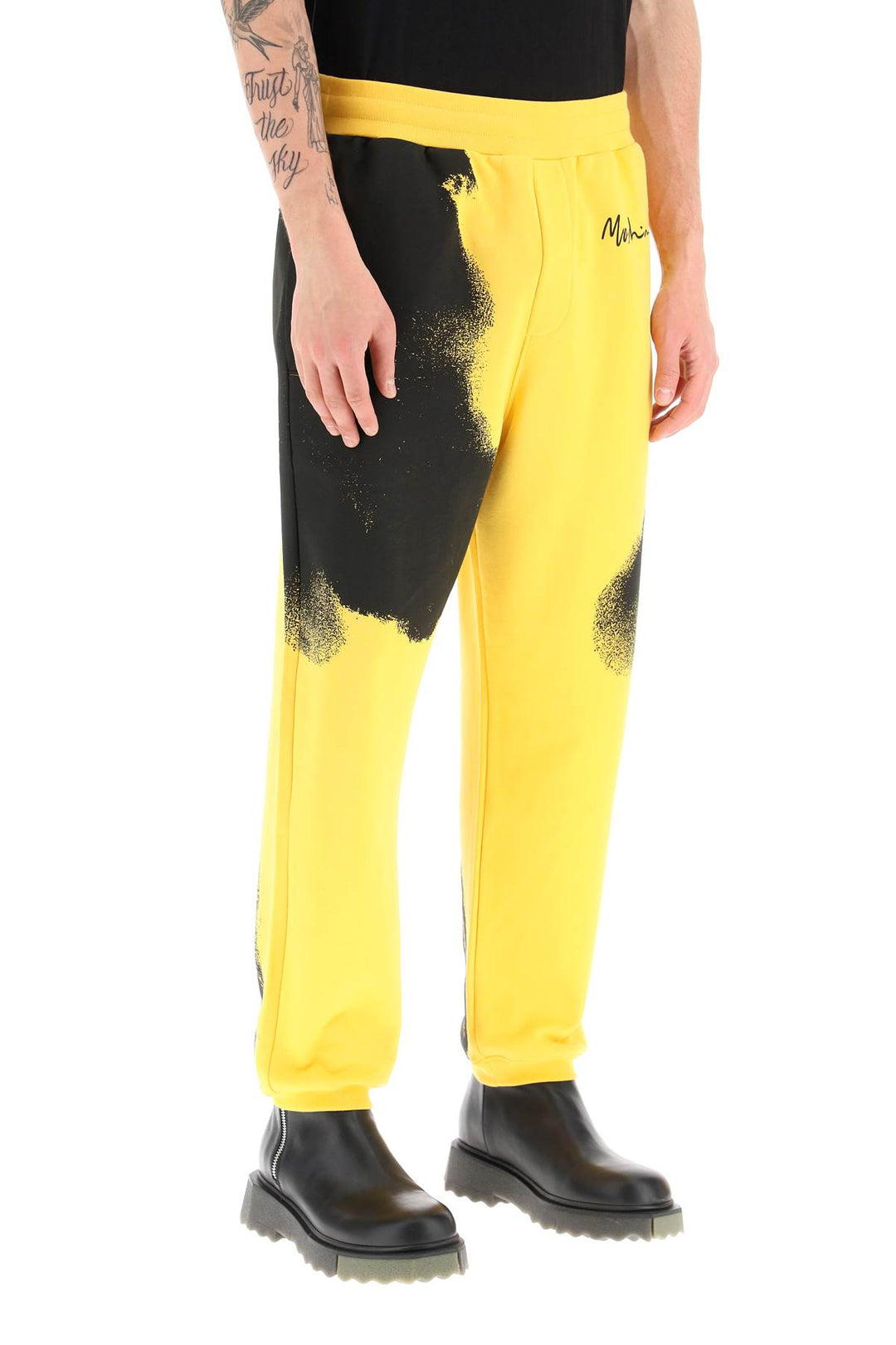 Graphic Print Jogger Pants With Logo - Moschino - Men