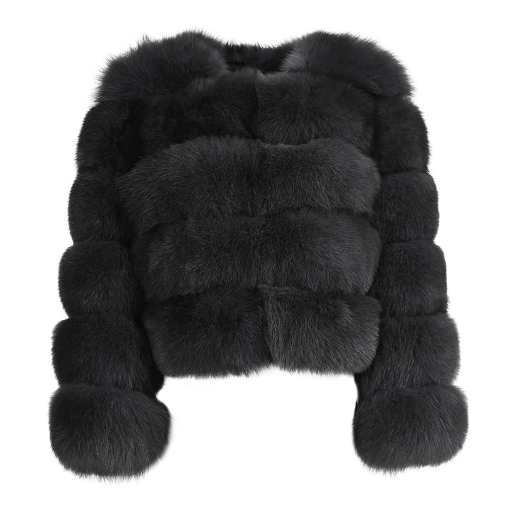 Rouge Dark Grey Fox Fur Jacket