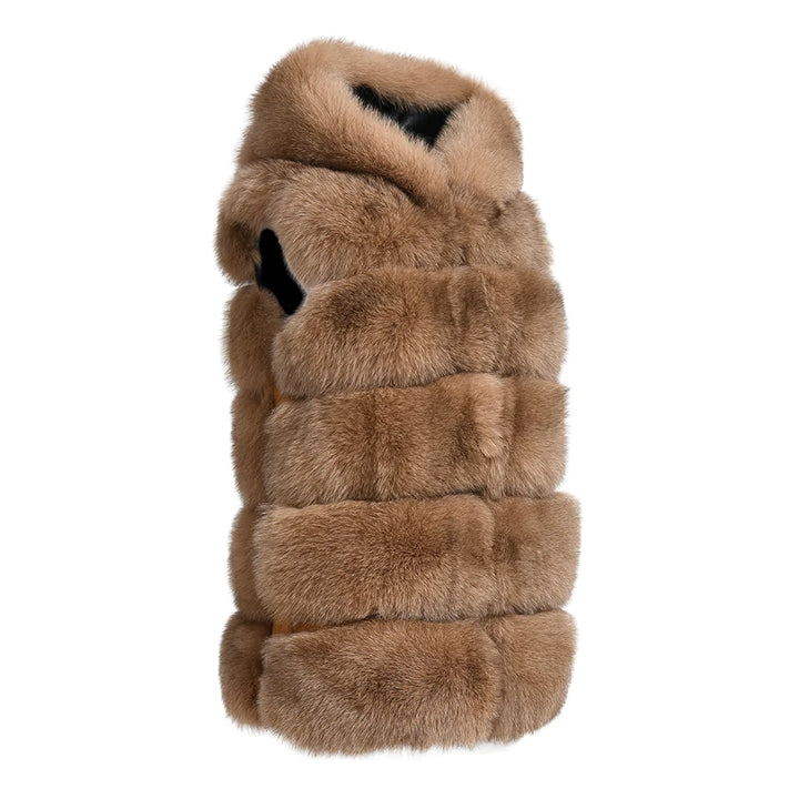 Calere Camel Vest in Fox Fur