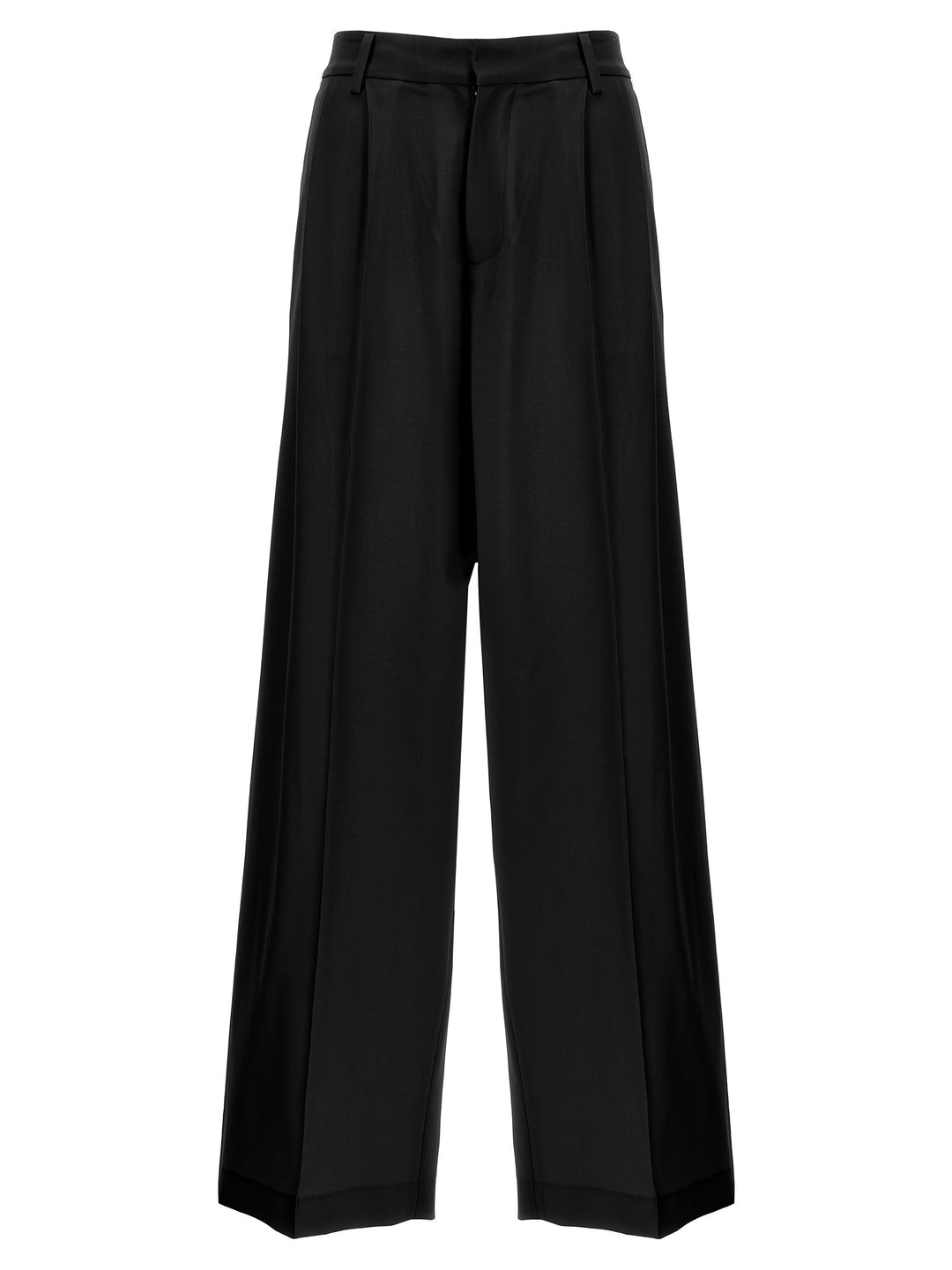 Wide Leg Wool Pants Black