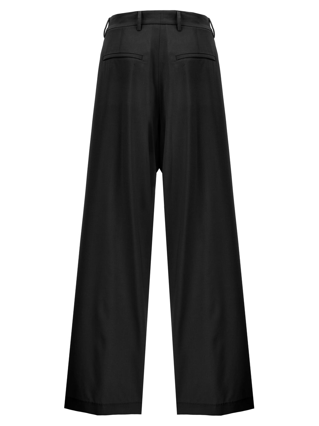 Wide Leg Wool Pants Black