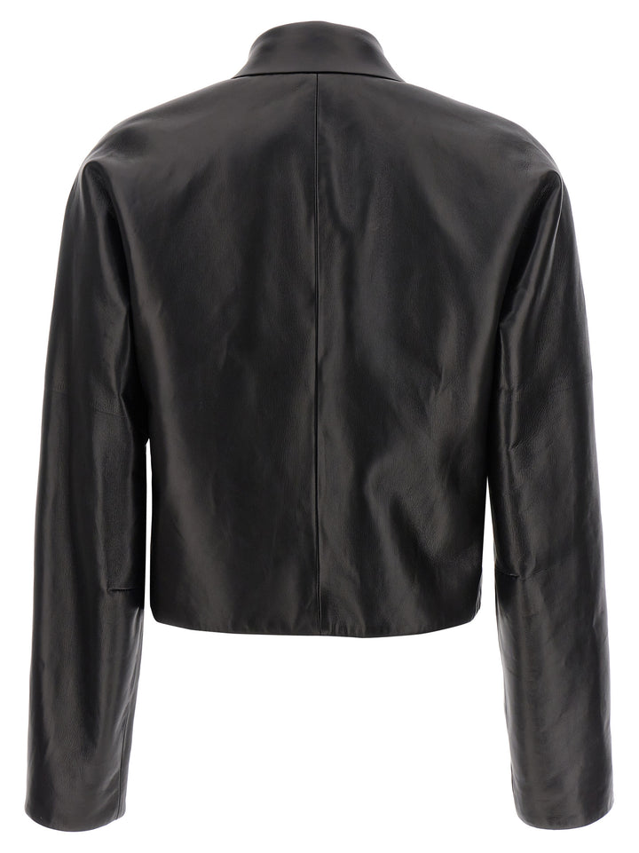 Leather Blouson Casual Jackets, Parka Black