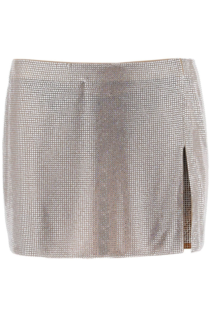 Mini Skirt In Mesh With Crystals All Over - Giuseppe Di Morabito - Women