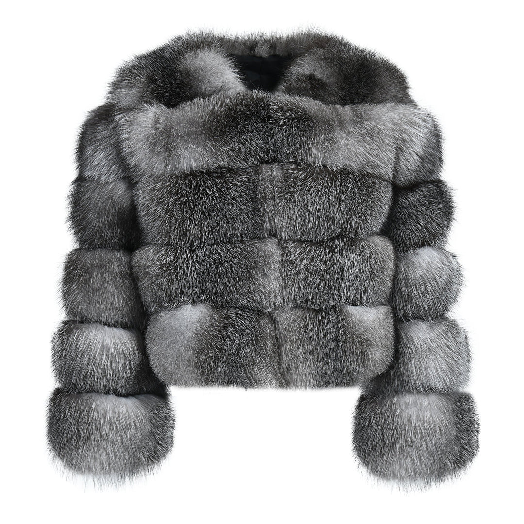 Rouge Natural Grey Fox Fur Jacket