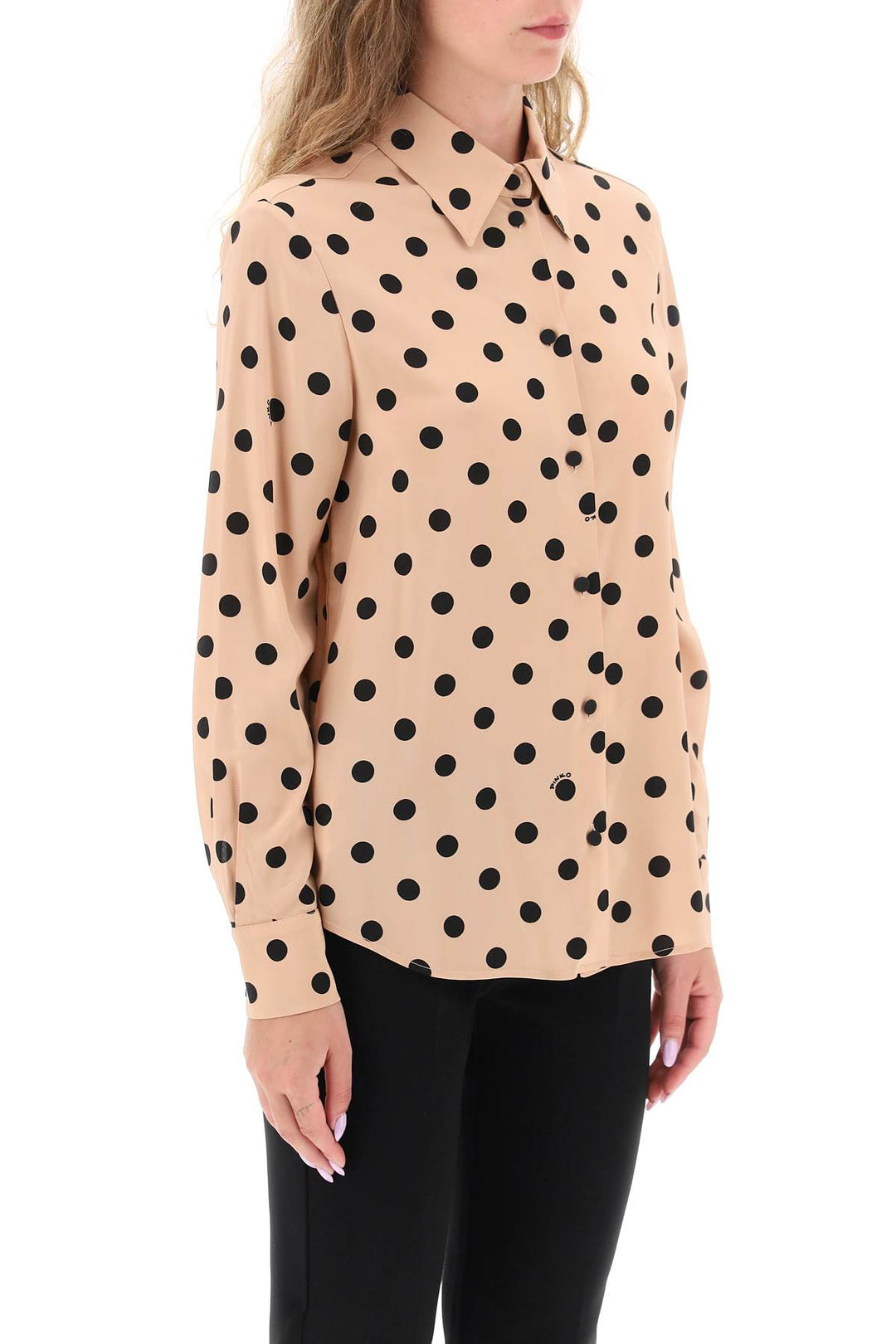 'Smorzare' Shirt In Stretch Georgette With Polka Dot Motif - Pinko - Women