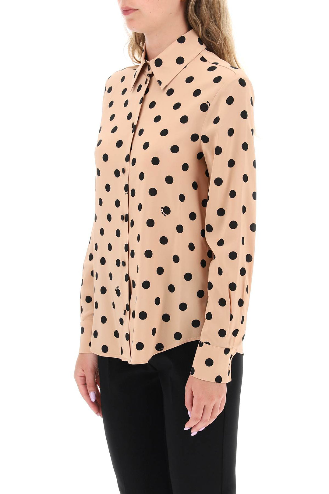 'Smorzare' Shirt In Stretch Georgette With Polka Dot Motif - Pinko - Women