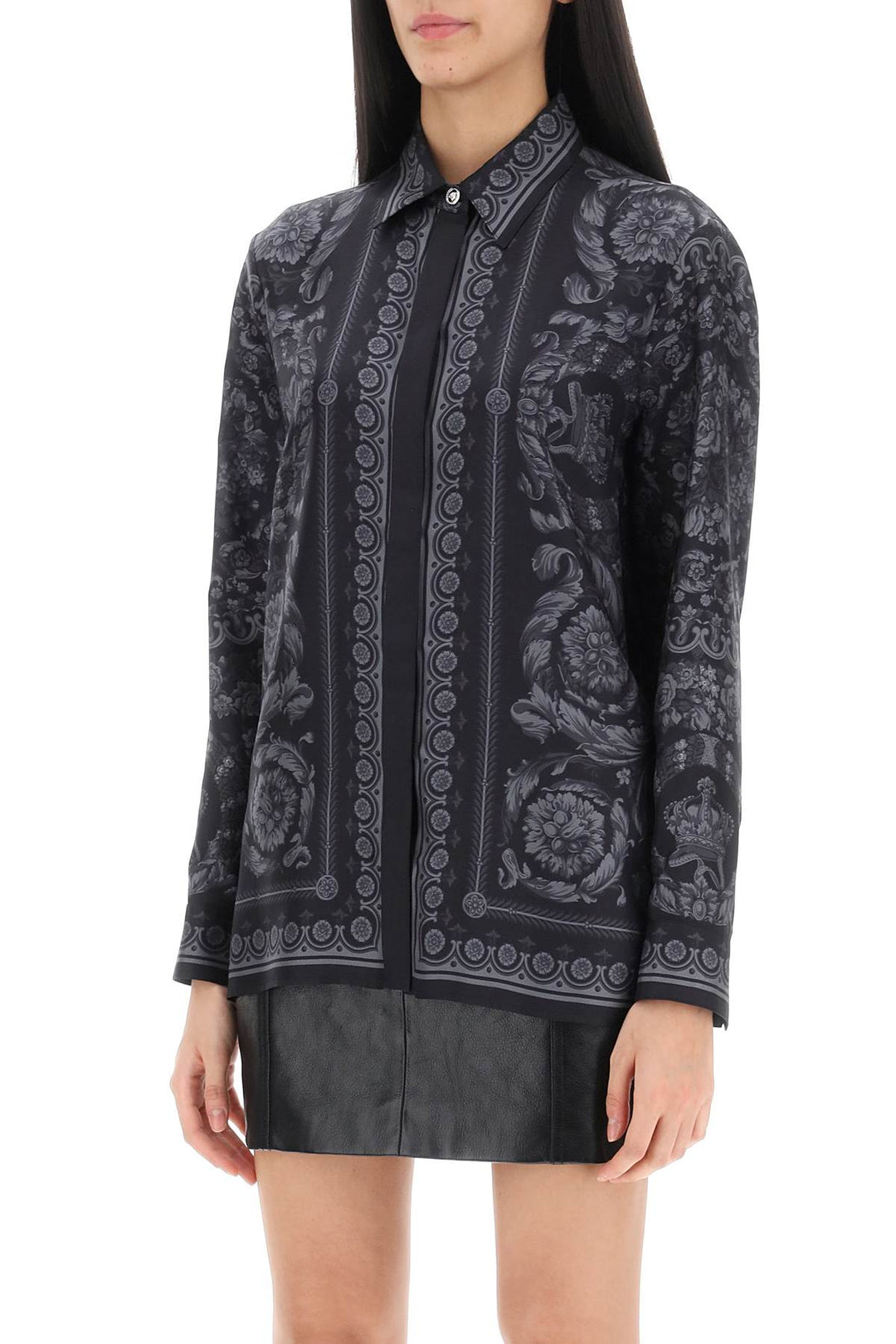 Barocco Shirt In Crepe De Chine - Versace - Women