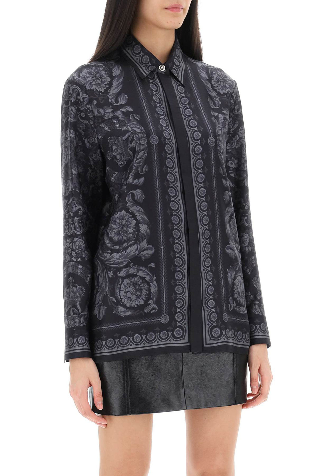 Barocco Shirt In Crepe De Chine - Versace - Women