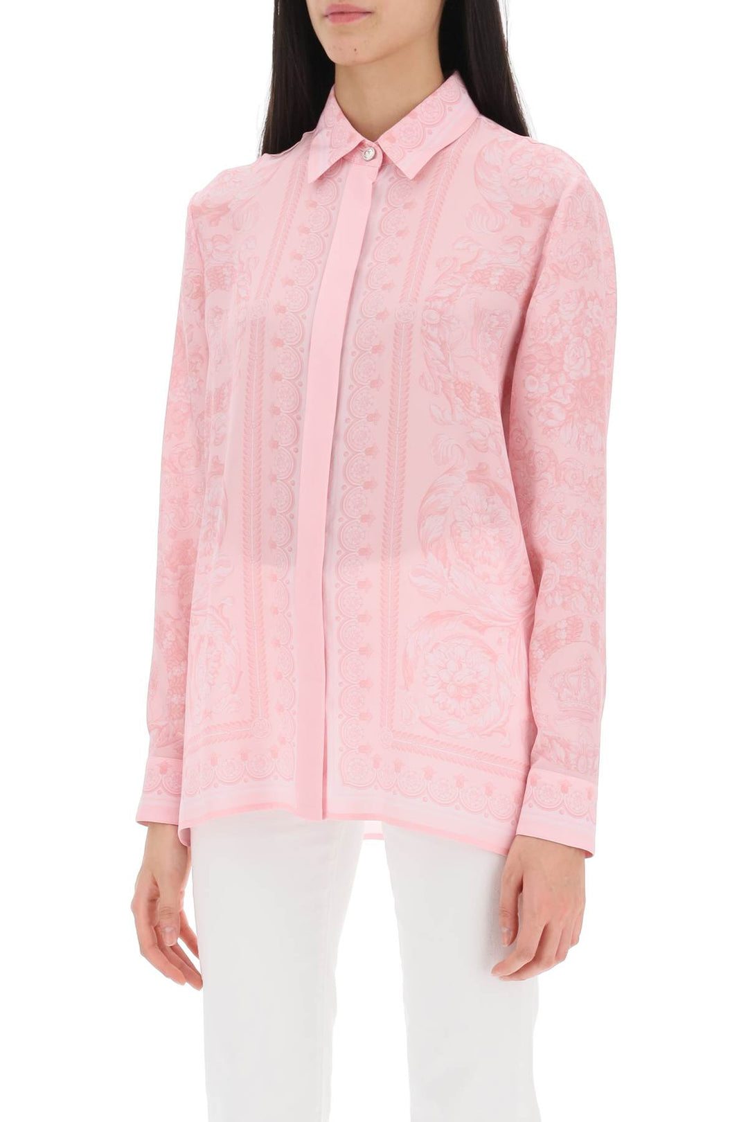 Barocco Shirt In Crepe De Chine - Versace - Women