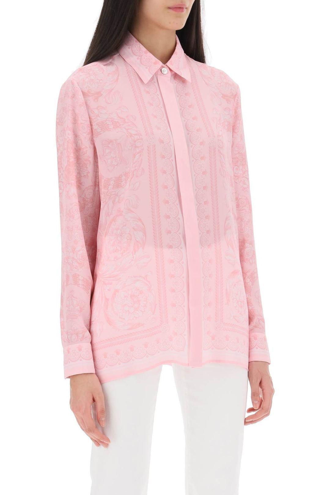 Barocco Shirt In Crepe De Chine - Versace - Women