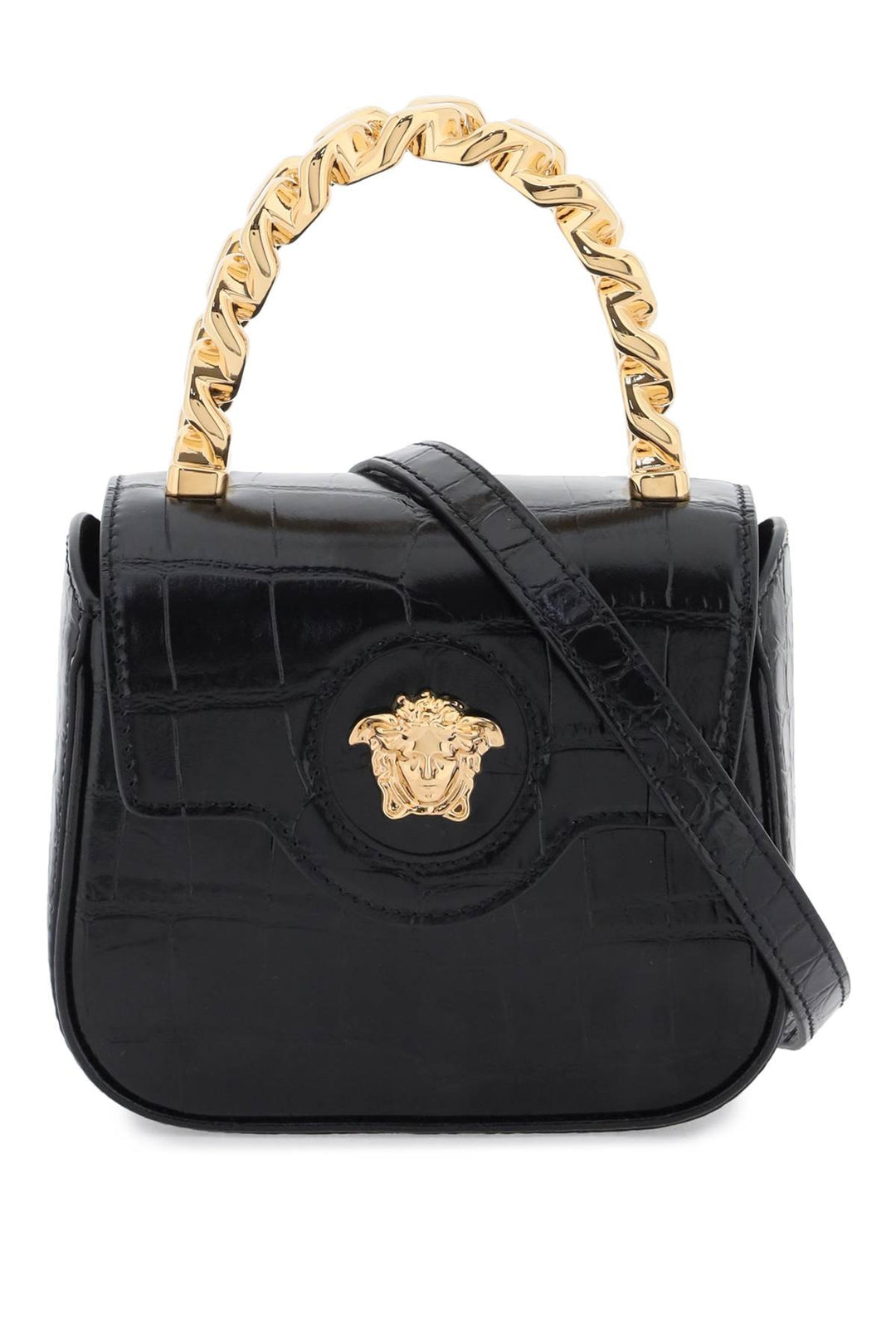 Croco Embossed Leather 'La Medusa' Mini Bag - Versace - Women