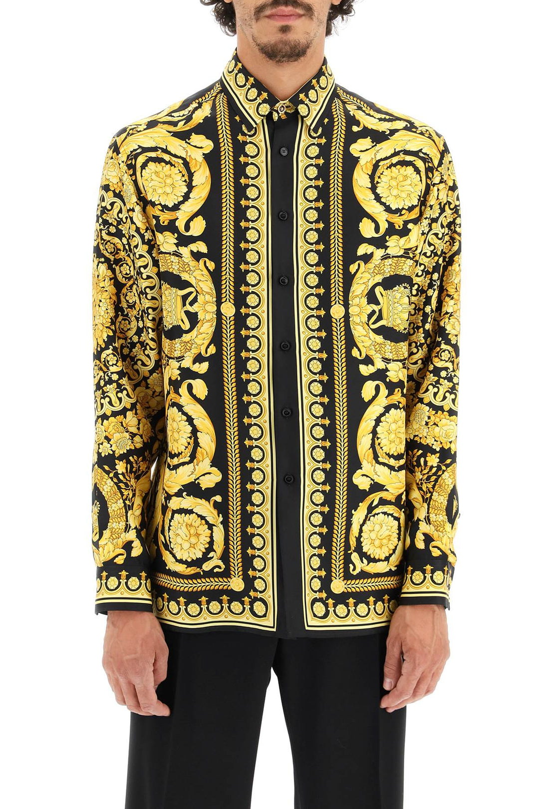 Barocco Print Silk Shirt - Versace - Men