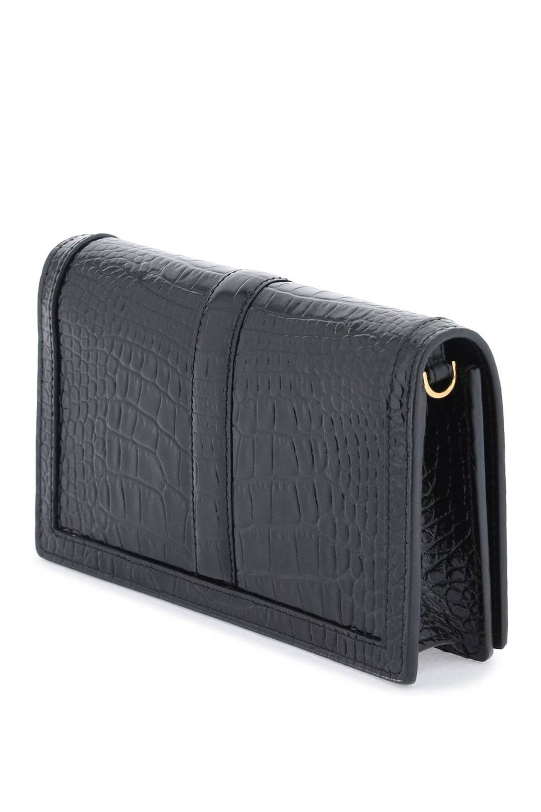 Croco Embossed Leather Greca Goddes Crossbody Bag - Versace - Women