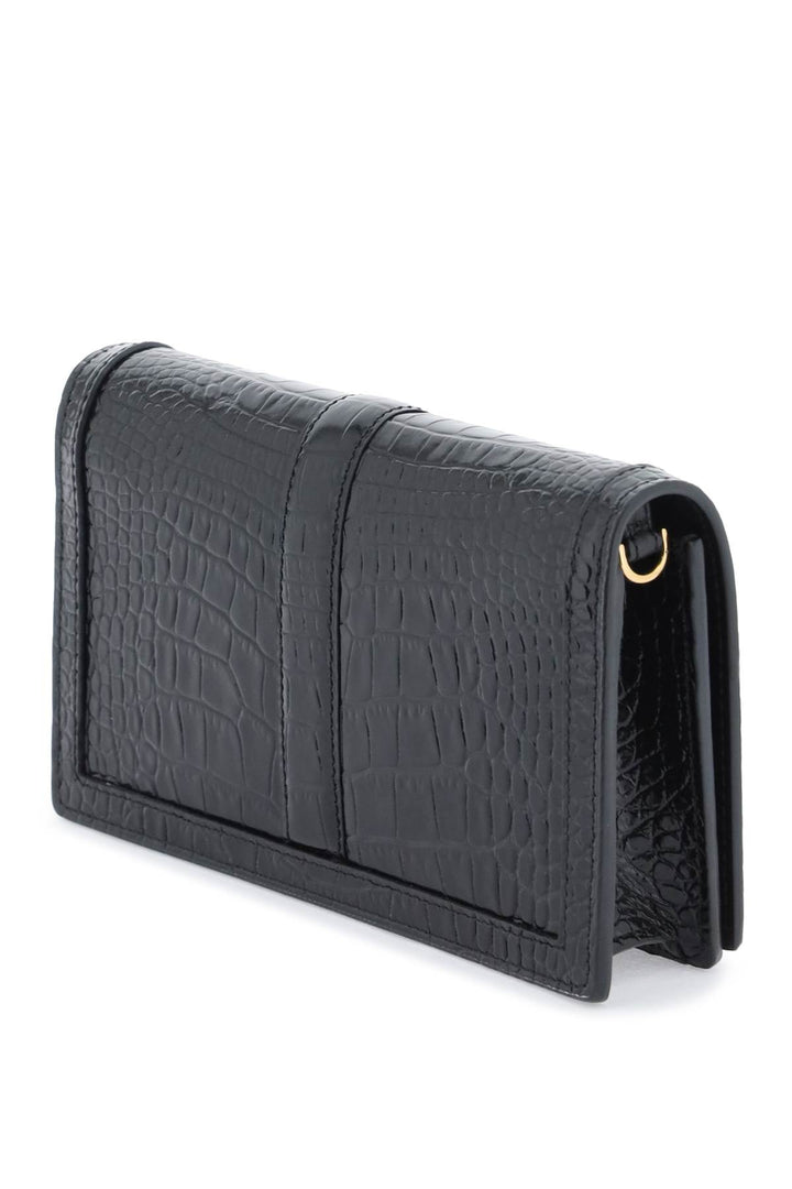 Croco Embossed Leather Greca Goddes Crossbody Bag - Versace - Women