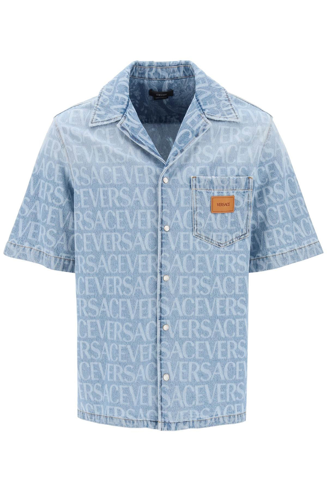 Americana Fit Short Sleeve Denim Shirt - Versace - Men