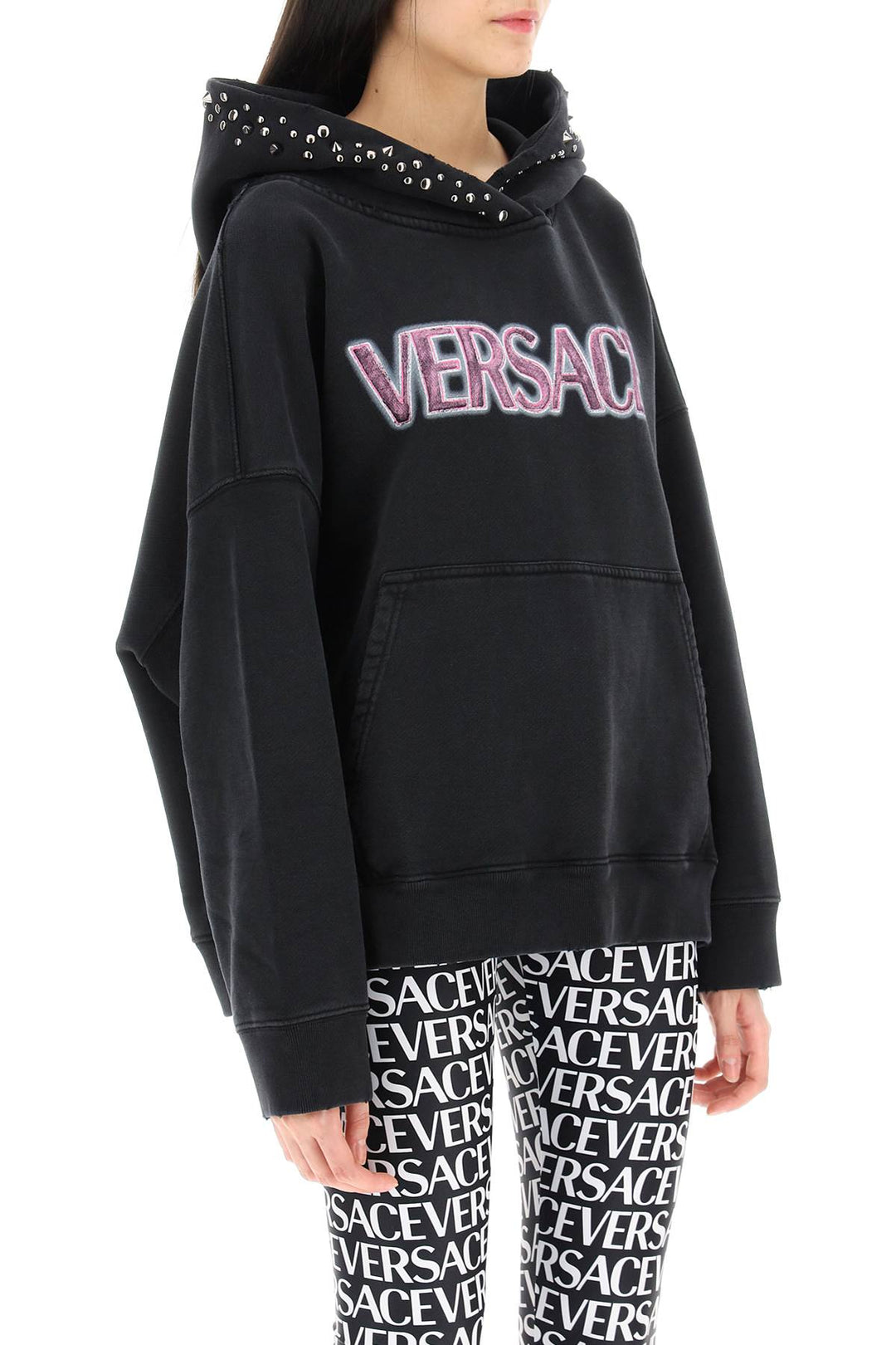 Hoodie With Studs - Versace - Women