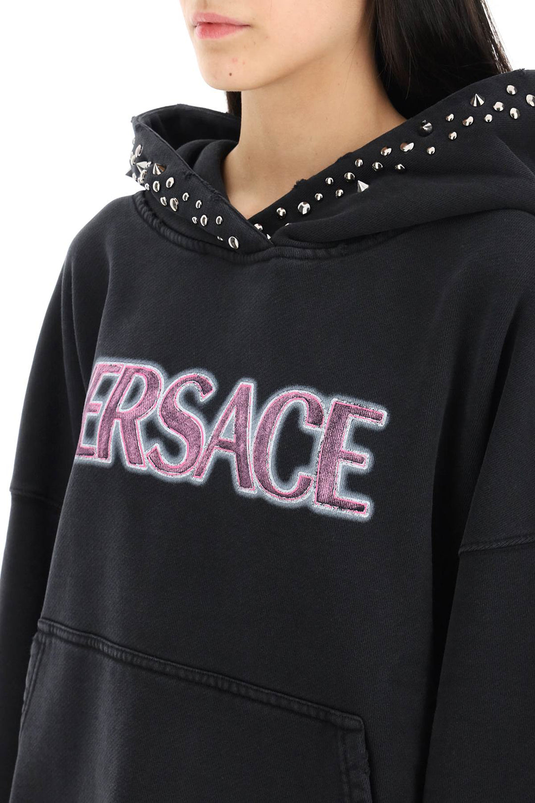 Hoodie With Studs - Versace - Women