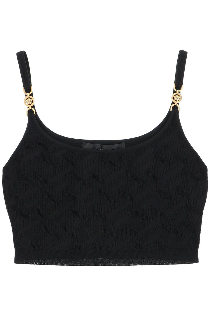 'La Greca' Knitted Cropped Top - Versace - Women