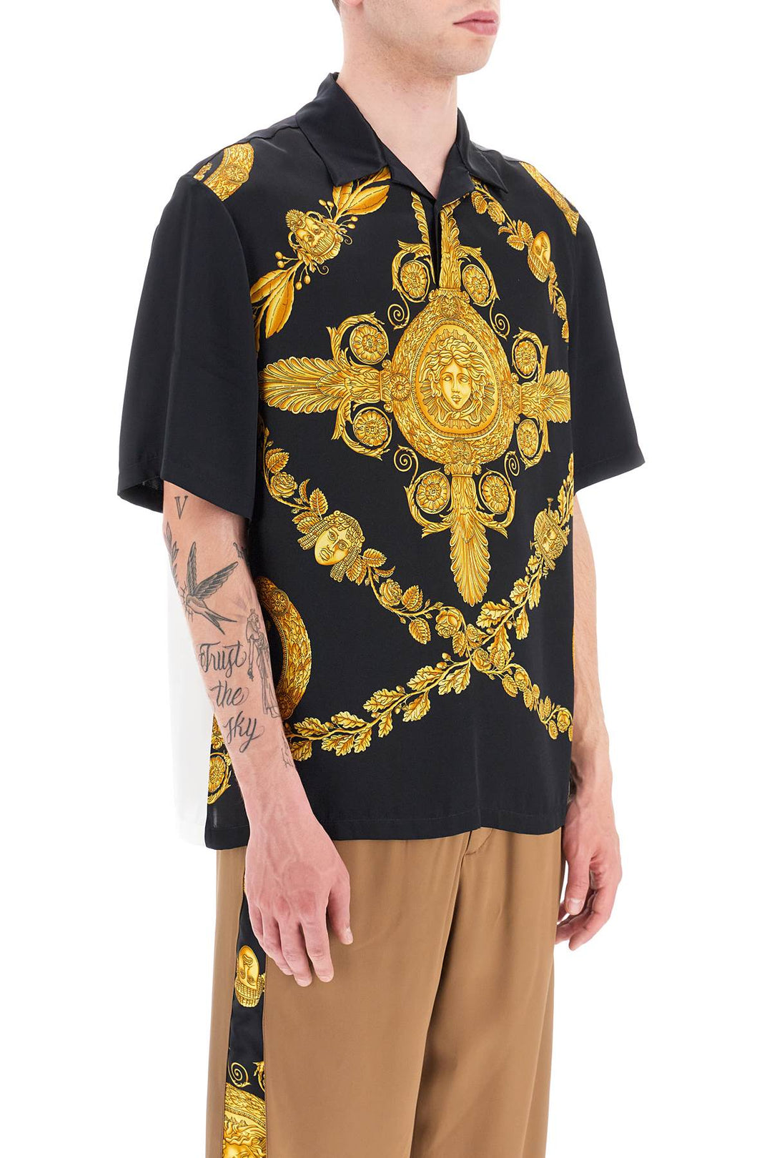 Mascher Baroque Satin Polo Shirt - Versace - Men