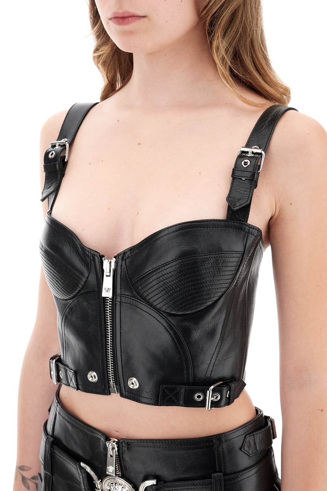 Leather Bustier Top - Versace - Women