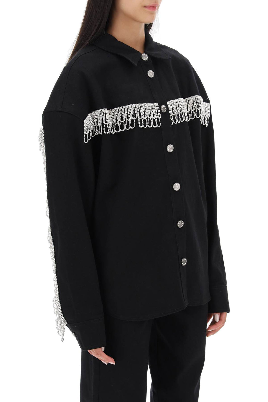 Overshirt With Crystal Fringes - Rotate - Women