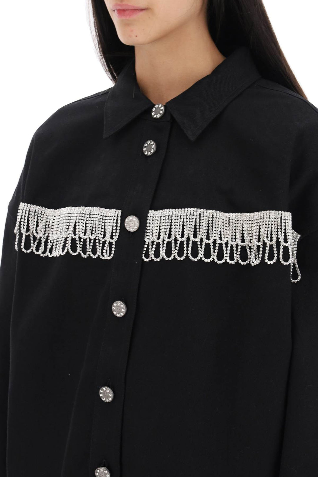 Overshirt With Crystal Fringes - Rotate - Women